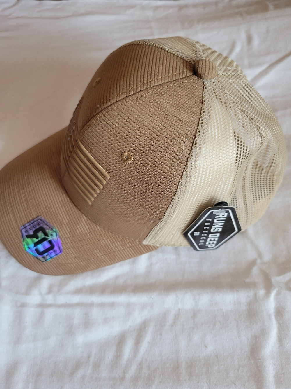 Runs Deep Tactical Men's Two-Tone Brown and Tan Mesh Trucker Hat